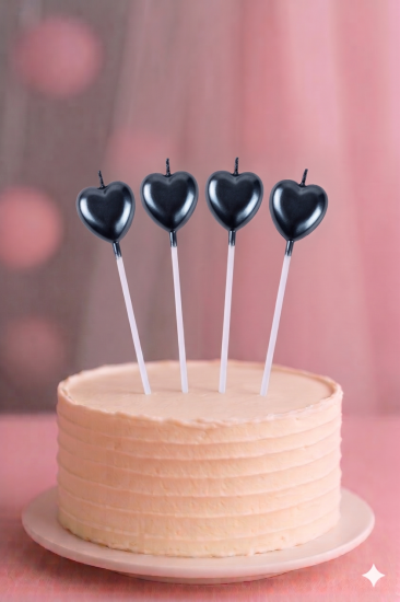 Parti Mumu Siyah Kalp 4 adet