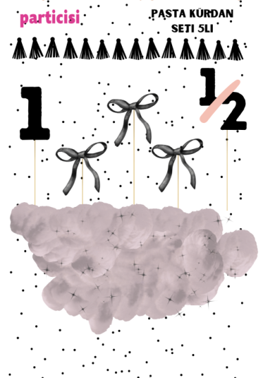 Siyah Fiyonk Pasta Üstü Kürdan 5li