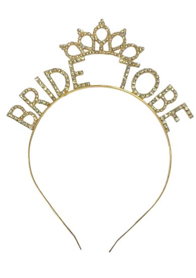 Bride To Be Taşlı Taç Gold
