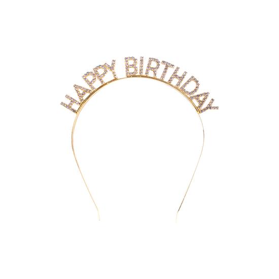 Doğum Günü Happy Birthday Taşlı Taç Gold