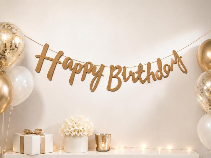 Doğum Günü Kaligrafi Banner Happy Birthday Kraft