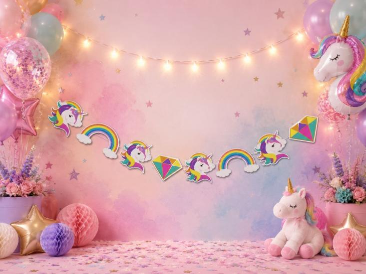 Doğum Günü Unicorn Dekoratif Banner