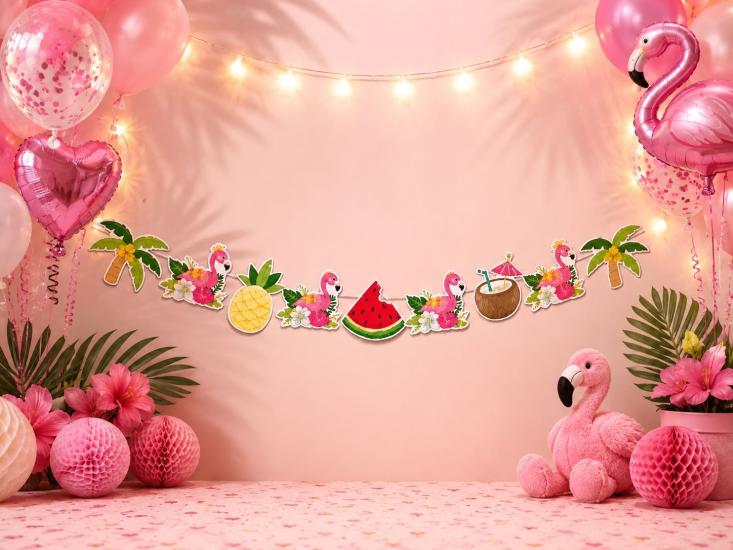 Doğum Günü Flamingo Dekoratif Banner