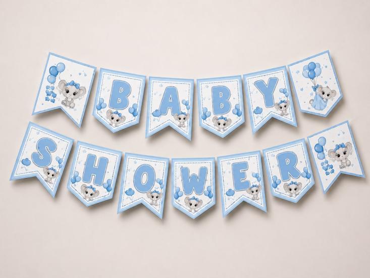 Baby Shower Banner Mavi