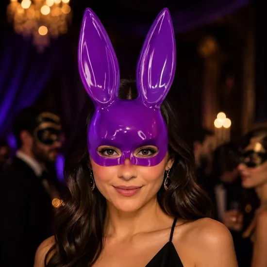 Halloween Mor Tavşan Maskesi
