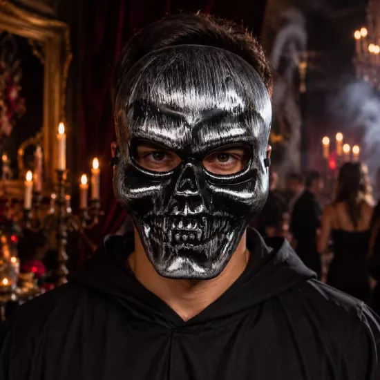 Halloween Gümüş Kuru Kafa Maske