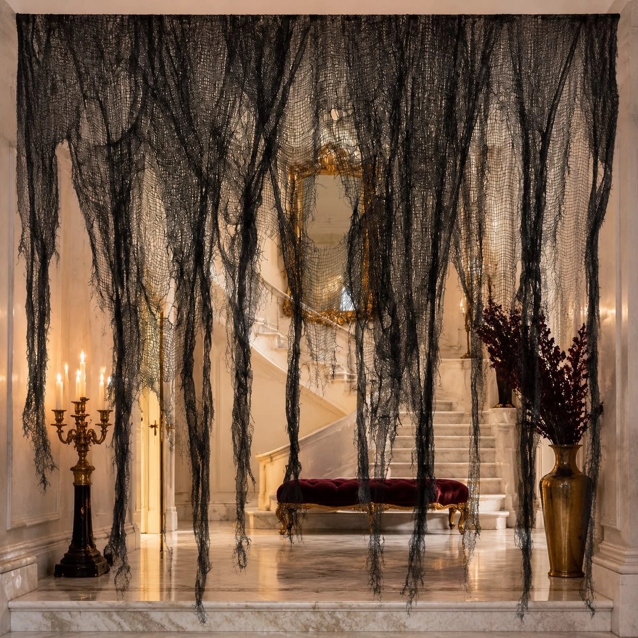 Halloween Siyah Dekor Tül Örtü