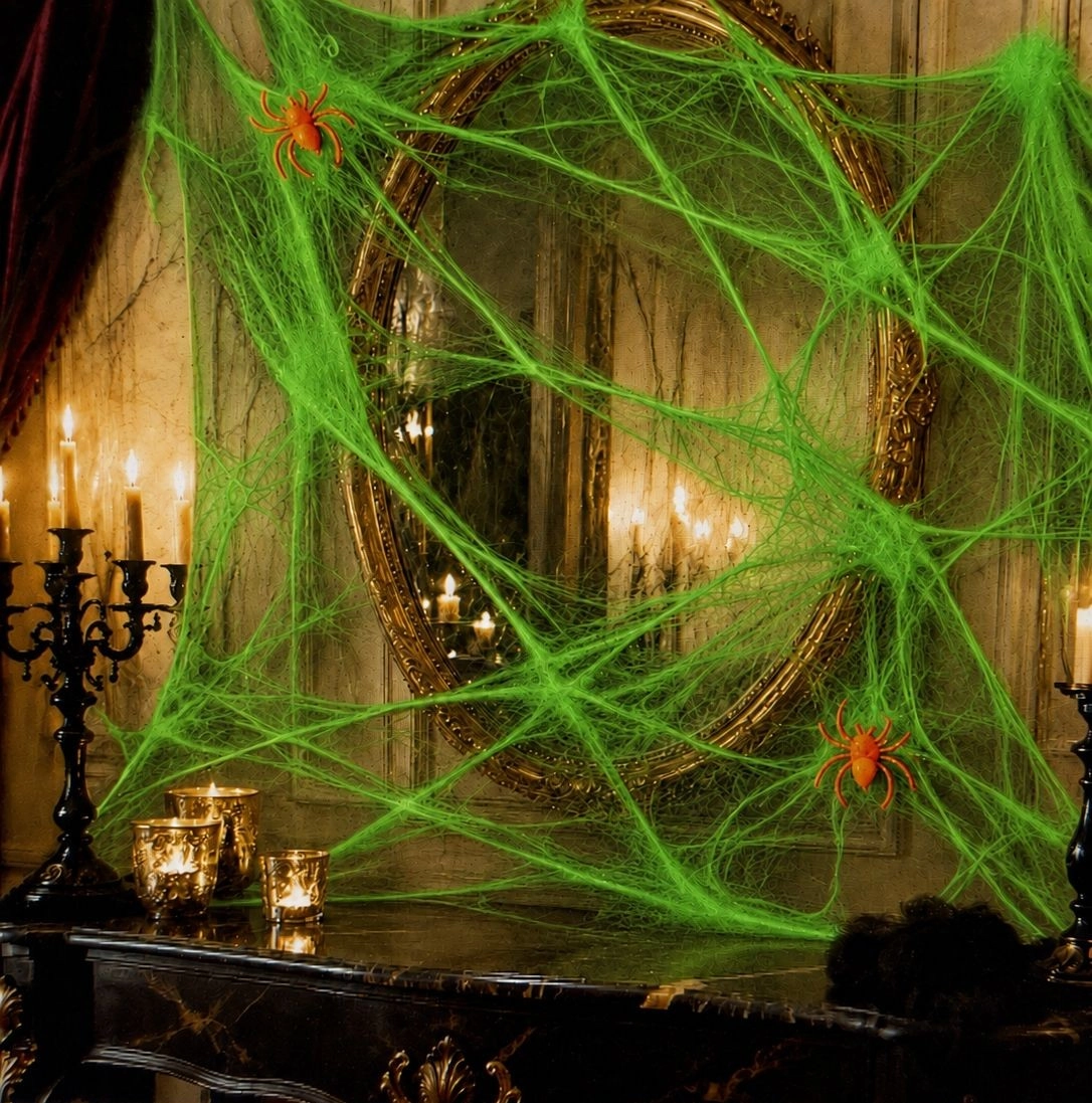 Halloween Pamuk Örümcek Ağı Yeşil