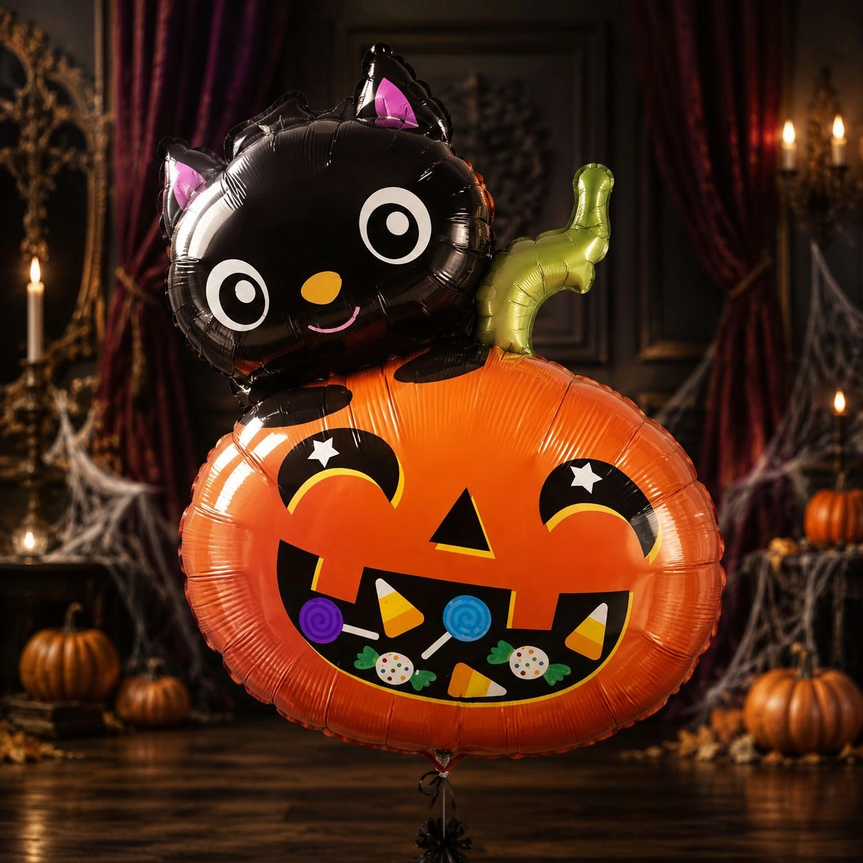 Halloween Balkabaklı Kedi Folyo Balon