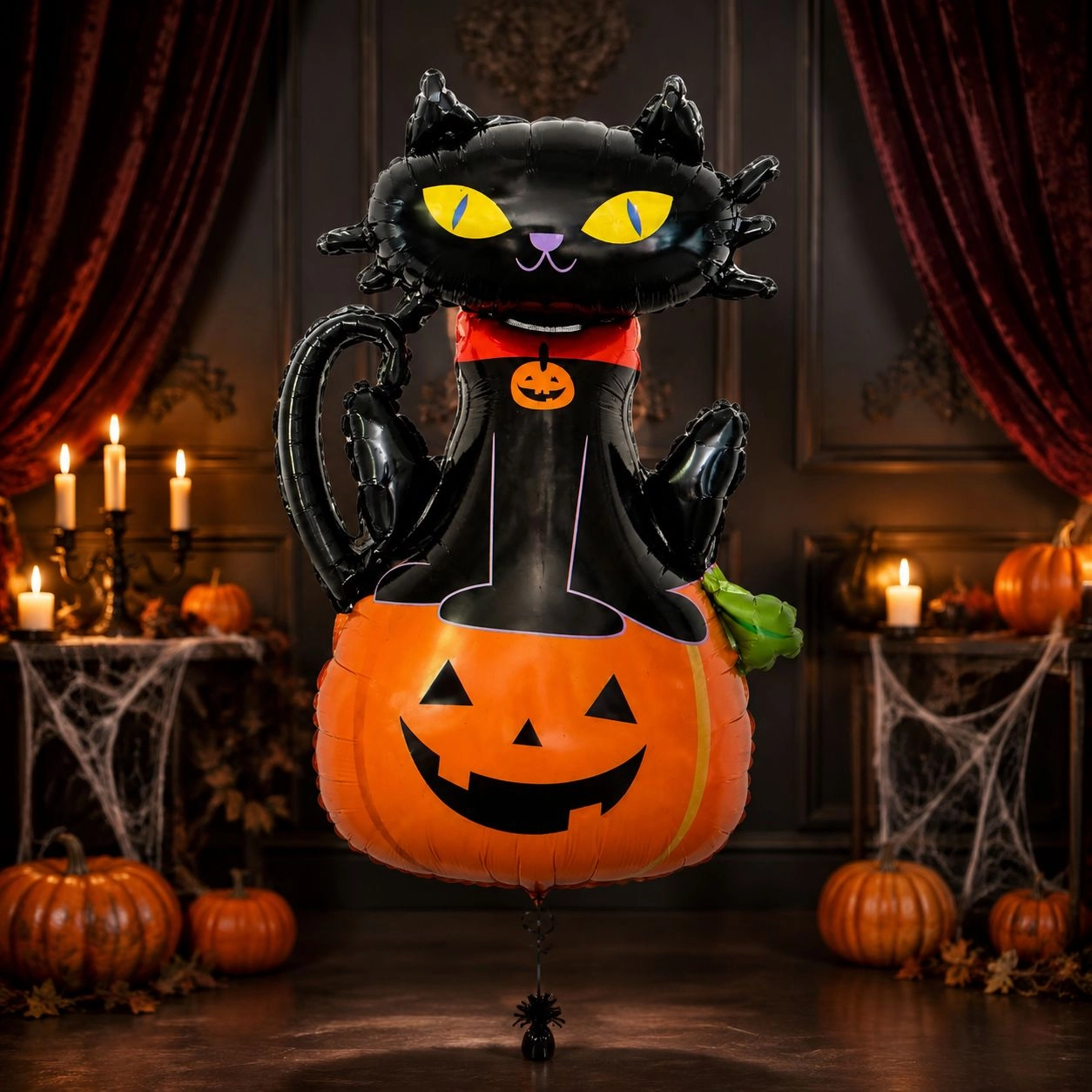 Halloween Kedili Balkabağı Folyo Balon